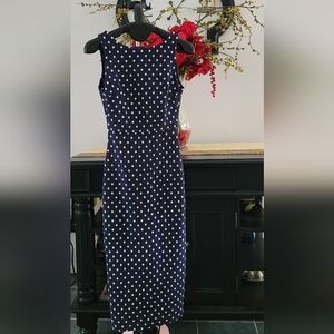 Zara Navy Polka Dot Dress